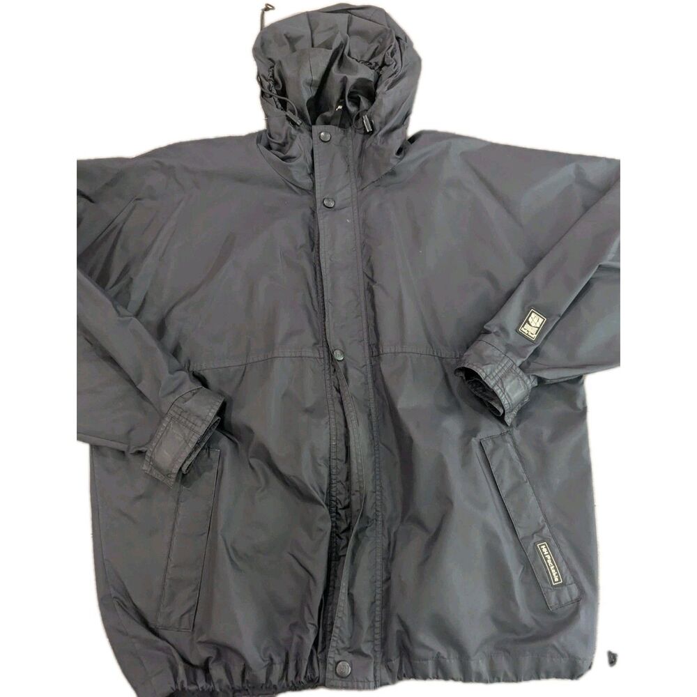 Helly Hanson Jacket Mens L Black Packable Hooded‎ Windbreaker Full Zip Read